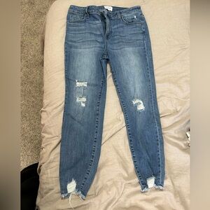 Trendy Blue Distressed Skinny Jeans
